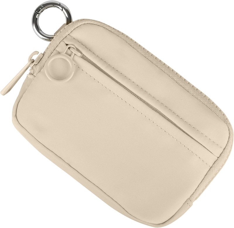 DiDida The Iris Wallet Zip Card Case with ID Window Purses for Women Coin Purse with Zipper Mini Portable Keychain Wallet, Light khaki - Image 2